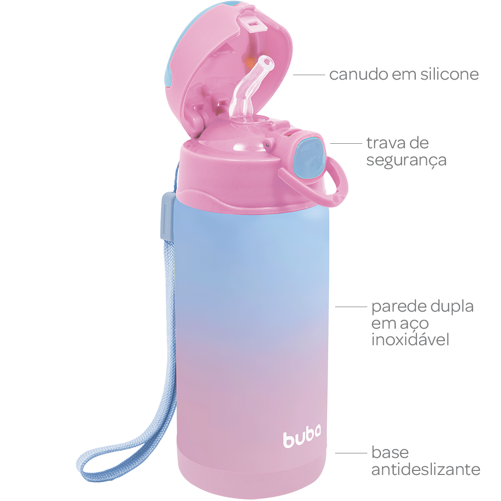 Copo Térmico Parede Dupla Com Canudo Rosa – Buba - Image 7