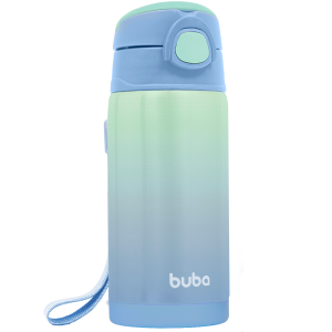 Copo Térmico Parede Dupla Com Canudo Azul – Buba