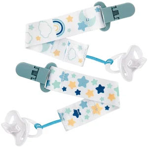 Kit com Dois Prendedores de Chupeta Estrelas Azul – Buba