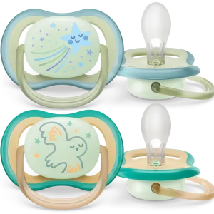 Chupeta Ultra Air Dupla Nighttime 0-6m+ Verde/Azul – Avent