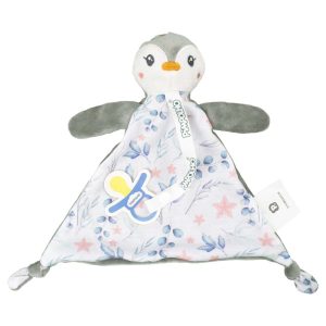 Naninha Com Prendedor de Chupeta Pinguim/Cinza – Pimpolho