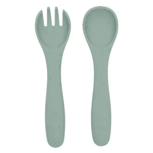 Kit Garfo e Colher Slicone Platinum Sage – Kikka Boo
