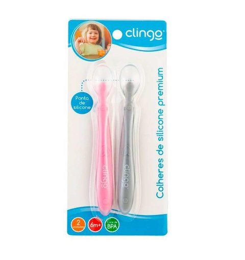Kit 2 Colheres de Silicone Premium Rosa e Cinza – Clingo - Image 4