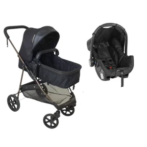 Carrinho De Bebê Napoli Preto + Bebê Conforto Grid Black – Galzerano