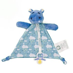 Naninha Com Prendedor de Chupeta Hipopótamo/Azul – Pimpolho