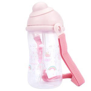 Garrafa com tampa retrátil e cordinha 400ML feminino Pimpolho