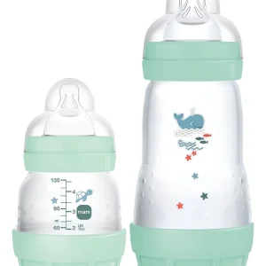 Kit 2 Mamadeiras Easy Start Anticólica 130ml e 260ml  Azul – Mam