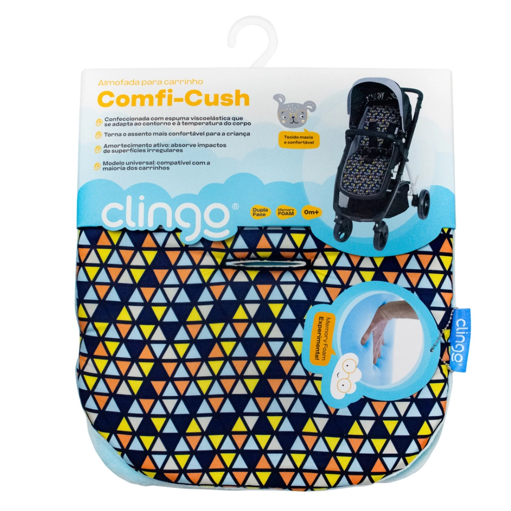 Almofada de Carrinho Comfi-Cush Dupla Face Triângulos Azul – Clingo - Image 9