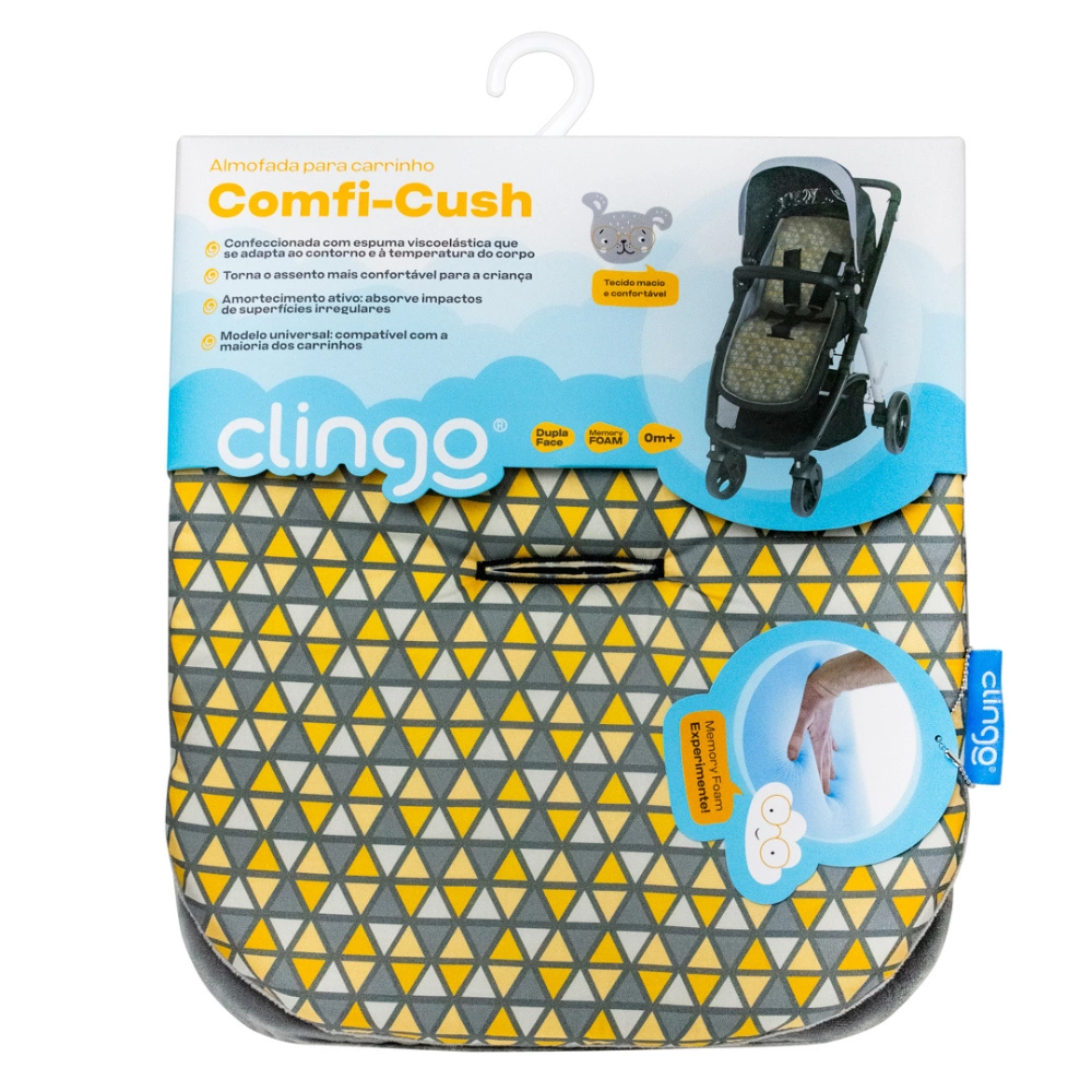 Almofada de Carrinho Comfi-Cush Dupla Face Triângulos Cinza – Clingo - Image 8