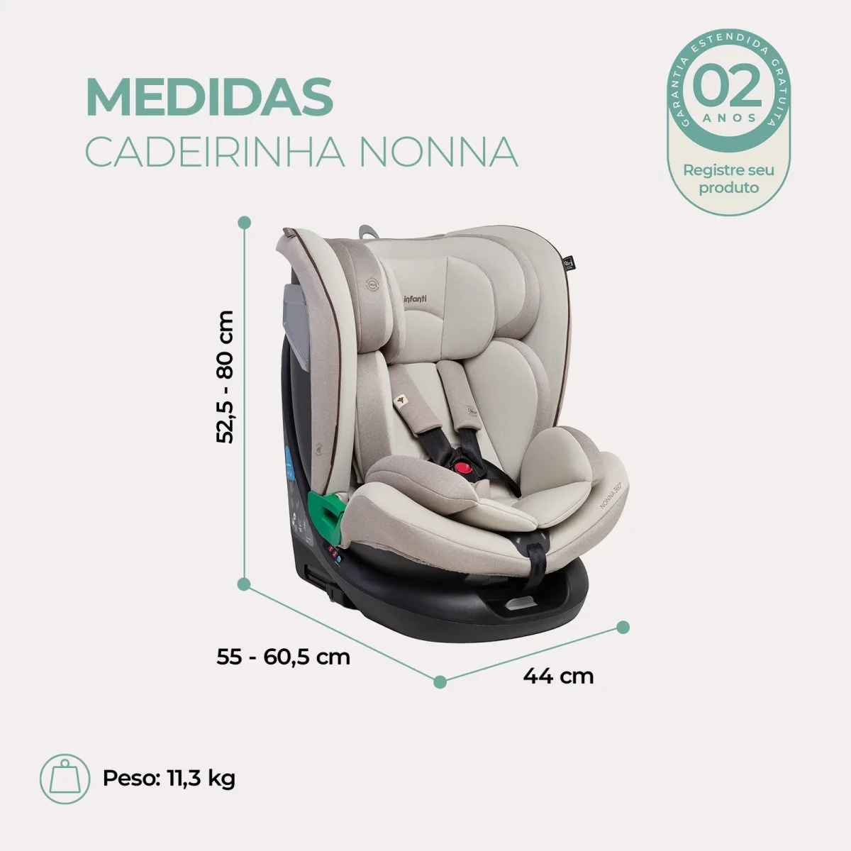Cadeira Auto Nonna 360° Bege Crepe – Infanti - Image 9