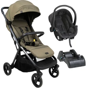 Carrinho Alpe Verde + Bebê Conforto Cocoon Preto + Base – Galzerano