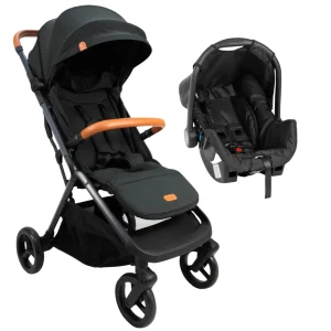 Carrinho Alpe Preto + Bebê Conforto Grid Black – Galzerano