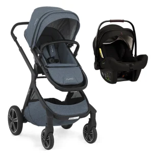 Carrinho Demi Grow Cinza Lake Aspen + Bebê Conforto Pipa Next Preto Riveted – Nuna