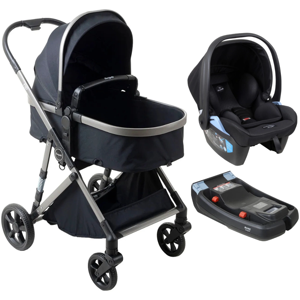 Carrinho Flip Black + Bebê Conforto Materna Louge Preto + Base Belted – Burigotto - Image 2