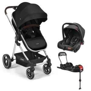 Carrinho Moisés Travel System Jazz Preto + Bebê Conforto + Base Isofix – Litet