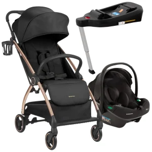 Carrinho Joy Black + Bebê Conforto I-Prime + Base Isofix – Kikka Boo