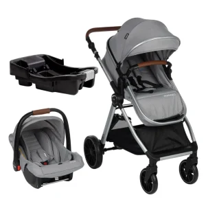 Carrinho Travel System Romanzo Duo Cinza Granizo + Base Zion – Infanti