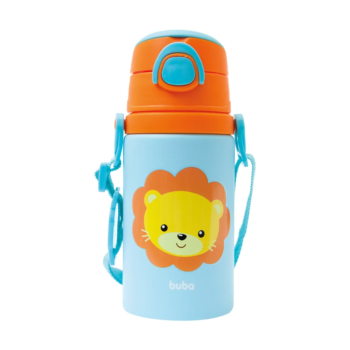 Garrafa de Alumínio com Canudo Animal Fun Leão 450ml – Buba
