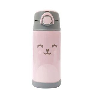 Garrafa Térmica Parede Dupla com Canudo Gumy Rosa 420ml – Buba