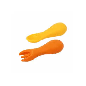 Jogo de Colher e Garfo de Silicone Amarelo – Marcus & Marcus