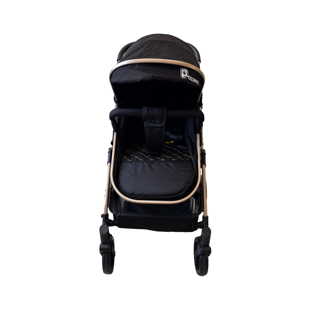 Carrinho Move 3 em 1 Preto Golden + Bebê Conforto Nina Preto + Base – Passear - Image 5