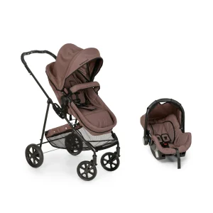 Carrinho De Bebê Napoli Chocolate + Bebê Conforto Grid Cappuccino – Galzerano