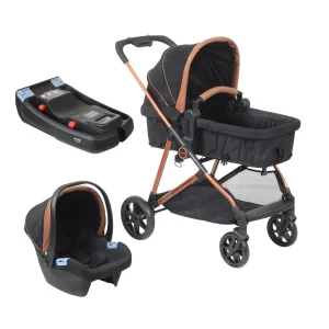 Carrinho Revert 22 Preto Cobre + Bebê Conforto Materna + Base Belted – Burigotto